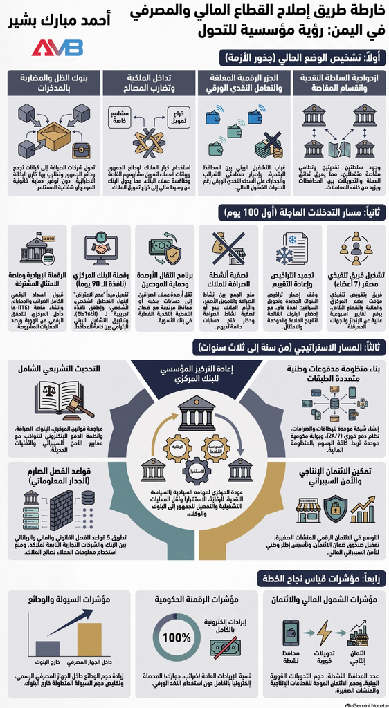 خارطة إصلاح القطاع المالي اليمني - ماذا لو كنت متخذ القرار الاول ؟القطاع المالي والبنوك انطلاقاً من عدن والى اليمن 1